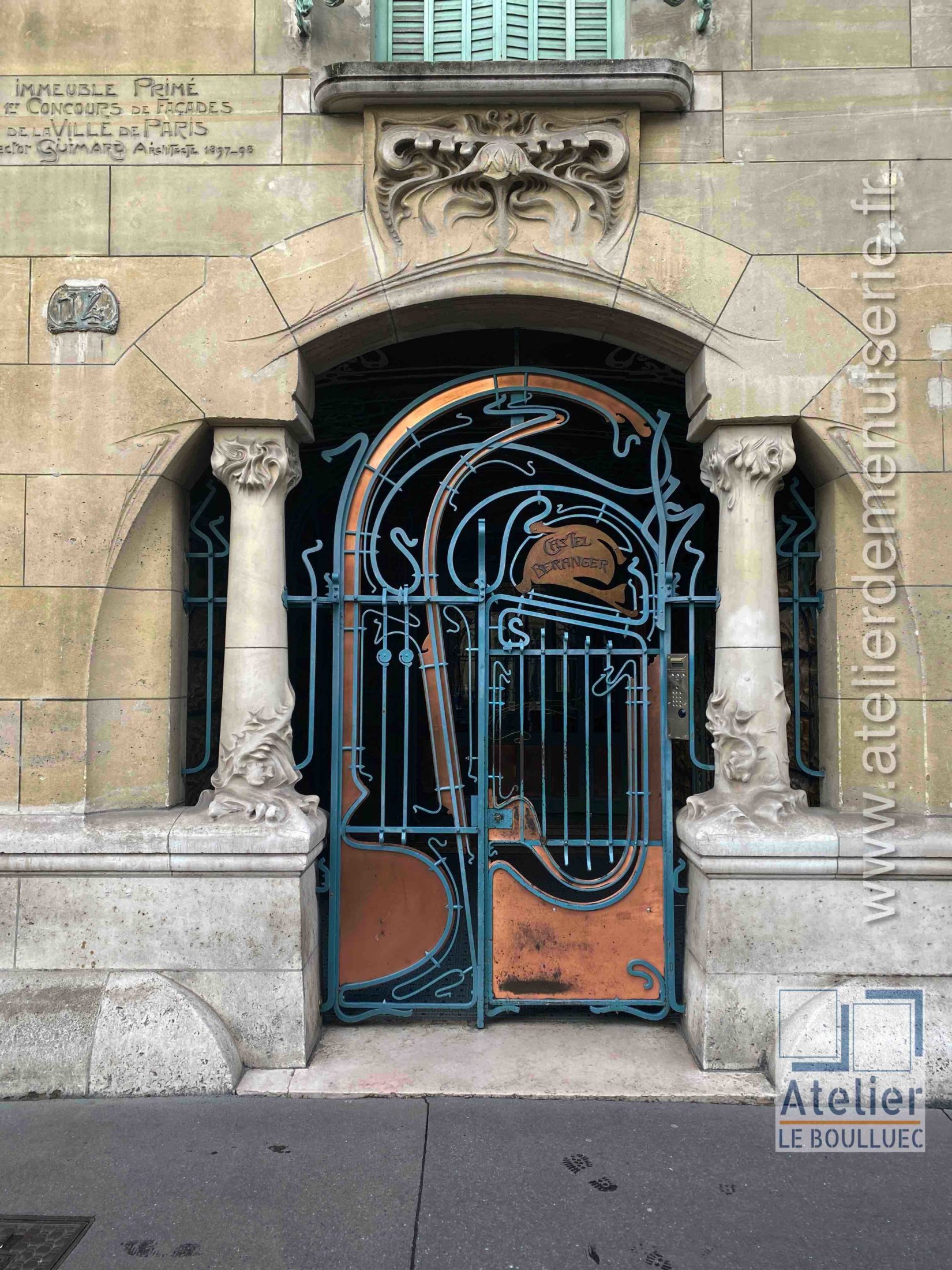 Porte Art Nouveau - 14 RUE DE LAFONTAINE PARIS 16 PORTE RUE