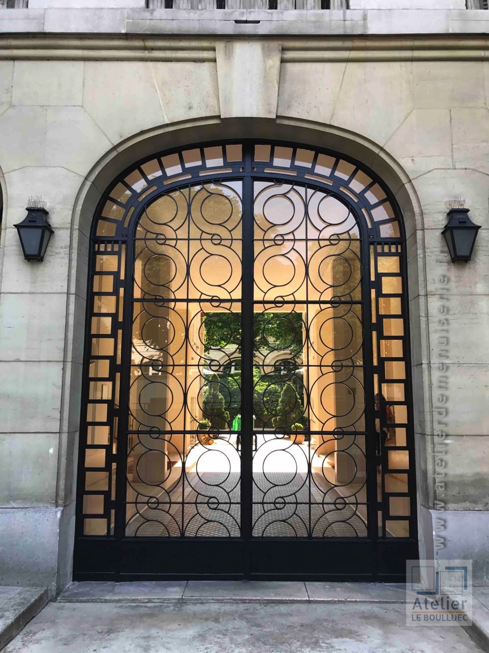 Porte Cochère Style Art Déco - 41 RUE BOULARD PARIS 14 PORTE FER FORGE 
